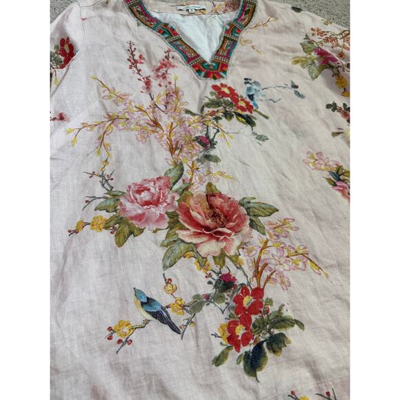 John Mark Boho‎ Aztec Embroidered Floral Tunic Top Multi Size Small - Picture 9 of 10